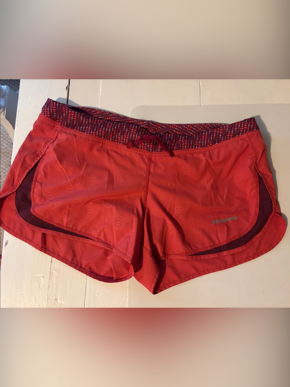 Patagonia Red and Burgundy Women's Athletic Shorts